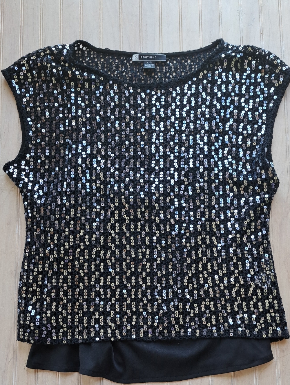Black Sequin Shell Top